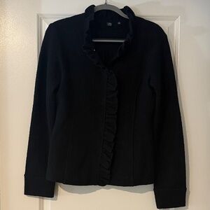 Elegant Black Ruffled Women's Jacket